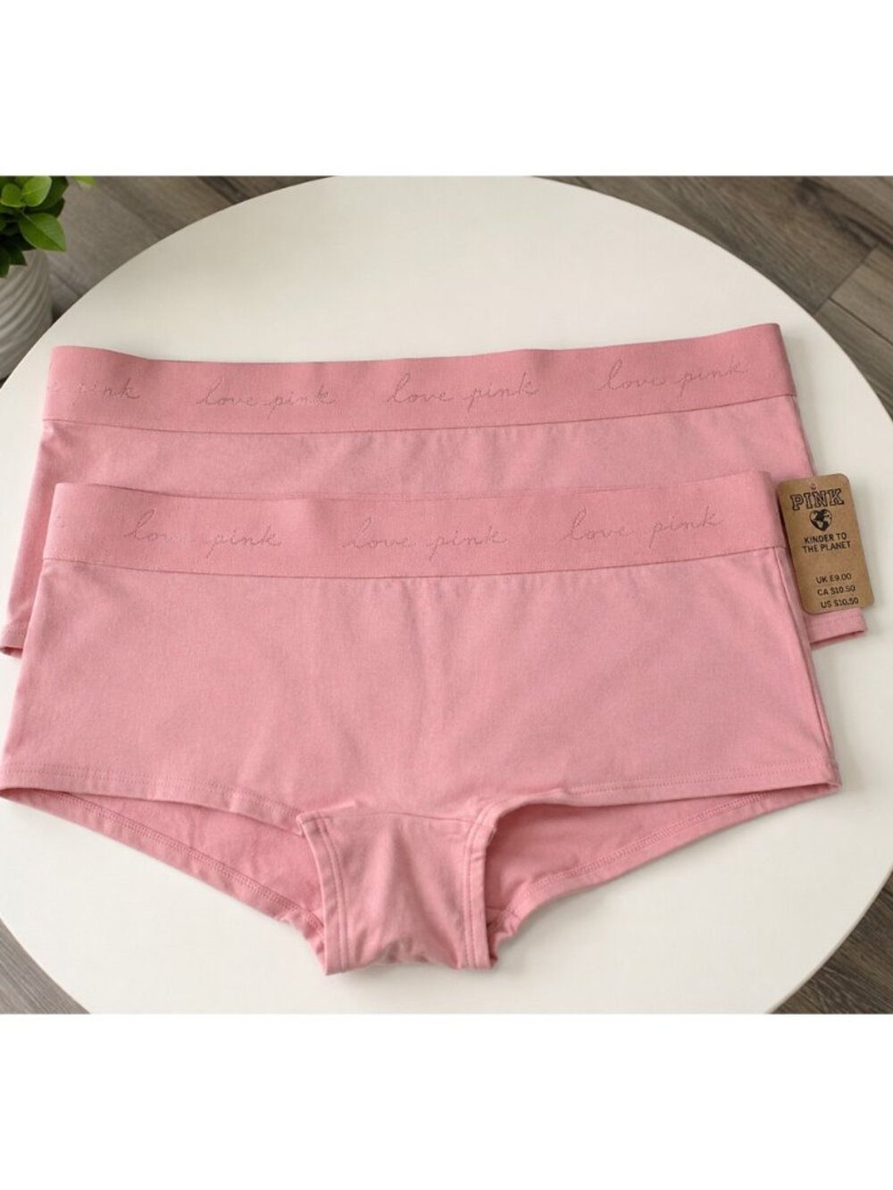 Victoria’s Secret PINK Love Pink Boyshort Panties 2-Pack Pink Size L/G NWT